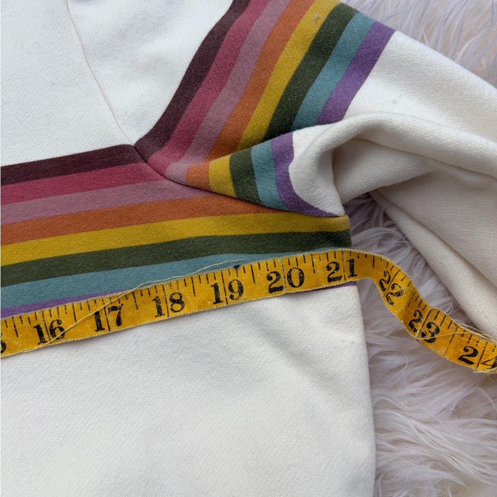 Marine Layer Cream Crewneck Sweater with Rainbow Stripes - Picture 4 of 6